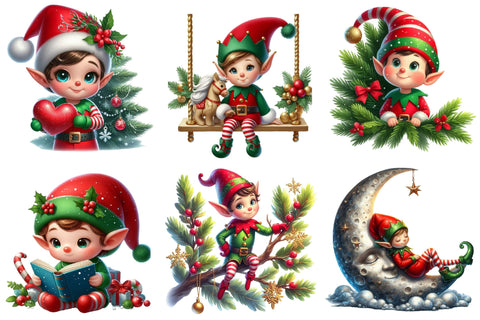 Christmas Elf Boy Girl Clipart Sublimation Rupkotha 