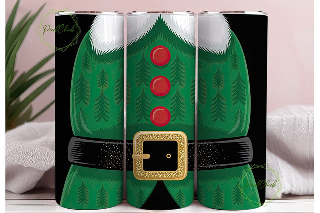 Christmas Elf Costume 20oz Tumbler Wrap Sublimation PixelChick 