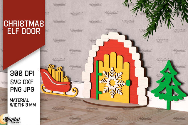 Christmas Elf Door Laser Cut Design. Wooden Elf Door SVG SVG Evgenyia Guschina 