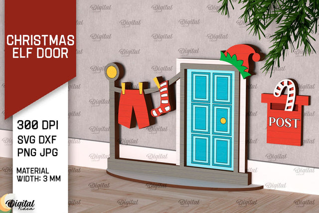 Christmas Elf Door Laser Cut Design. Wooden Elf Door SVG SVG Evgenyia Guschina 