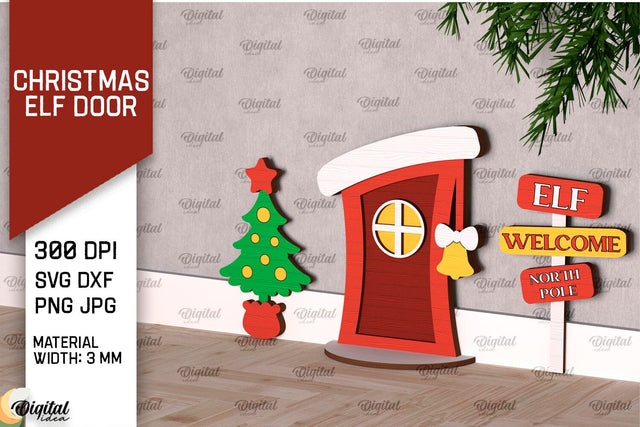 Christmas Elf Door Laser Cut Design. Wooden Elf Door SVG SVG Evgenyia Guschina 