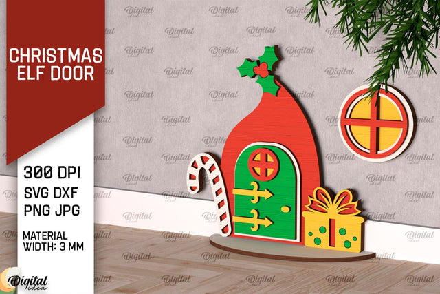 Christmas Elf Door Laser Cut Design. Wooden Elf Door SVG SVG Evgenyia Guschina 