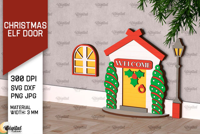 Christmas Elf Door Laser Cut Design. Wooden Elf Door SVG SVG Evgenyia Guschina 