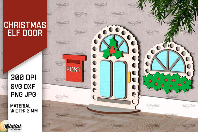 Christmas Elf Door Laser Cut Design. Wooden Elf Door SVG SVG Evgenyia Guschina 