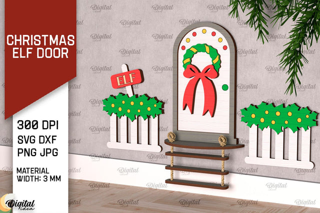 Christmas Elf Door Laser Cut Design. Wooden Elf Door SVG SVG Evgenyia Guschina 