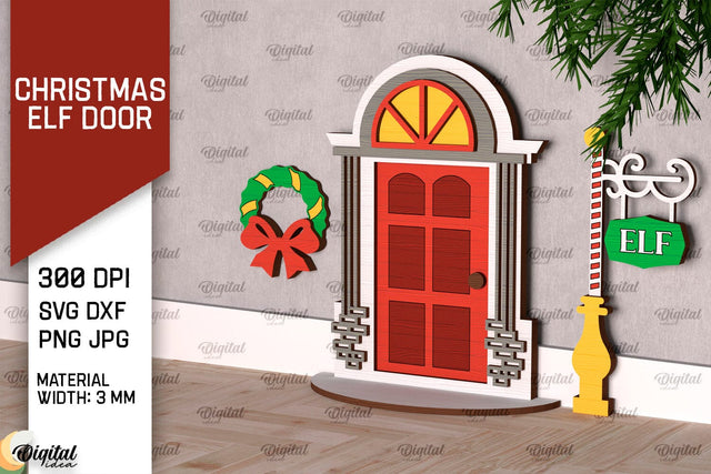 Christmas Elf Door Laser Cut Design. Wooden Elf Door SVG SVG Evgenyia Guschina 
