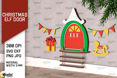 Christmas Elf Door Laser Cut Design. Wooden Elf Door SVG SVG Evgenyia Guschina 
