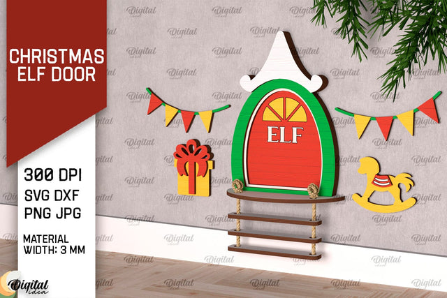 Christmas Elf Door Laser Cut Design. Wooden Elf Door SVG SVG Evgenyia Guschina 