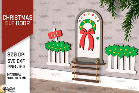 Christmas Elf Doors Laser Cut Bundle. Wooden Elf Doors SVG SVG Evgenyia Guschina 