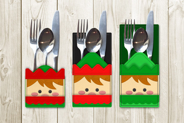 Christmas Elf Face Silverware Sleeve ITH Applique Embroidery Embroidery/Applique DESIGNS Risa Rocks It 