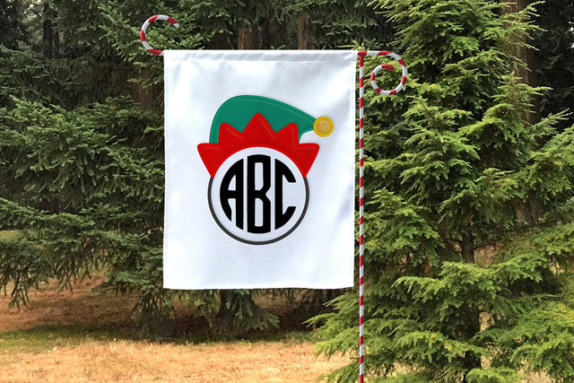 Christmas Elf Hat Round Monogram Frame Applique Embroidery Embroidery/Applique DESIGNS Designed by Geeks 