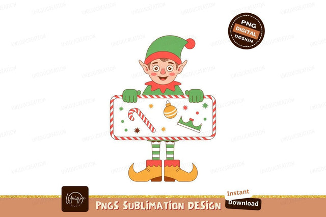 Christmas Elf Holding Sign Sublimation Png Sublimation Designangry 