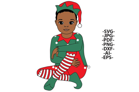 Christmas Elf Kid Clipart with Red and Green Outfit in SVG PNG JPG PDF DXF AI EPS Formats for Sublimation Printing Cricut and Holiday Crafts SVG 1uniqueminute 