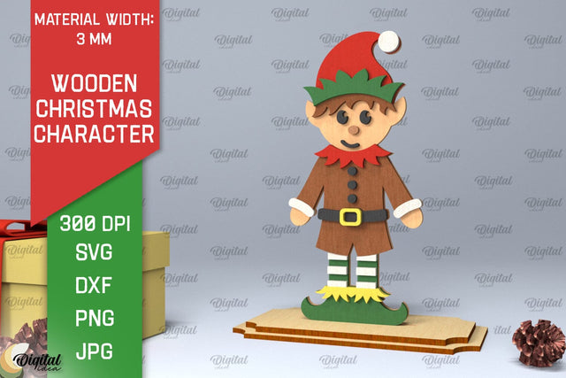 Christmas Elf Laser Cut. Christmas Decoration SVG Design SVG Evgenyia Guschina 