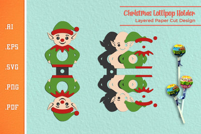 Christmas Elf Lollipop Holder - Paper Cut SVG 1 SVG Slim Studio 