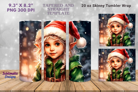 Christmas Elf Skinny Tumbler Wrap | 20 oz Skinny Tumbler Wrap Sublimation Christmas Design Sublimation Sublimatiz Designs 