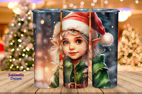 Christmas Elf Skinny Tumbler Wrap | 20 oz Skinny Tumbler Wrap Sublimation Christmas Design Sublimation Sublimatiz Designs 
