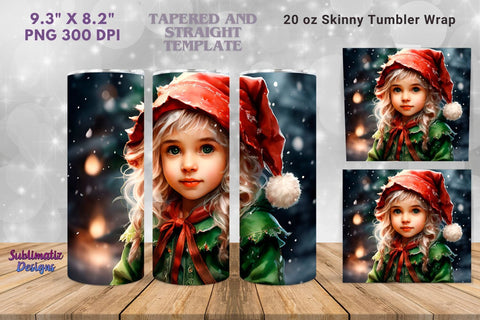 Christmas Elf Tumbler Wrap 20 oz | 20 oz Skinny Tumbler Wrap Sublimation Christmas Design Sublimation Sublimatiz Designs 