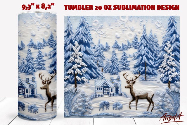 Christmas embroidery tumbler sublimation / deer tumbler png Sublimation Angelina Semenova 