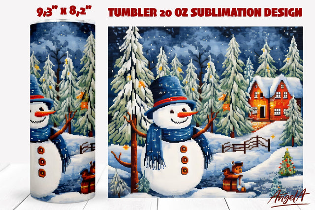 Christmas embroidery tumbler sublimation / snowman, winter Sublimation Angelina Semenova 