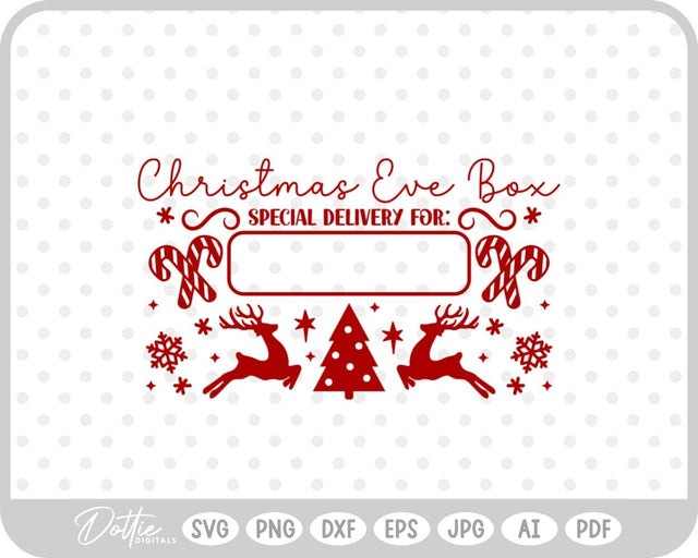 Christmas Eve Box Sticker Name SVG DottieDigitals 