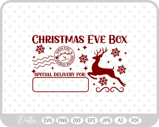Christmas Eve Box Sticker Name SVG DottieDigitals 