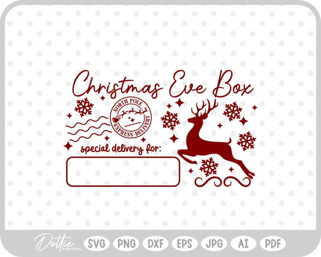 Christmas Eve Box Sticker Name SVG DottieDigitals 