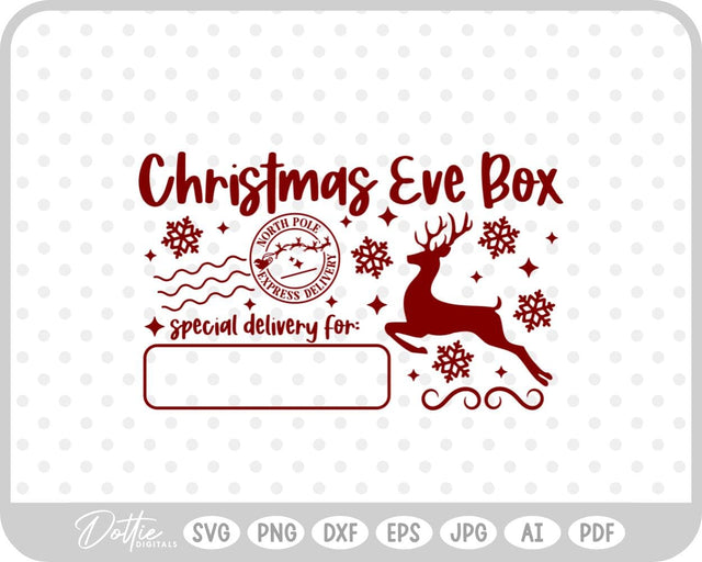 Christmas Eve Box Sticker Name SVG DottieDigitals 