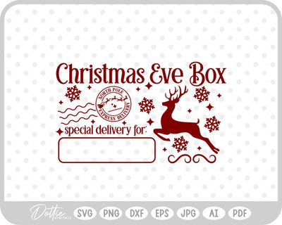 Christmas Eve Box Sticker Name SVG DottieDigitals 