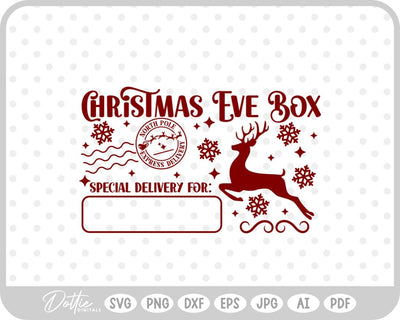 Christmas Eve Box Sticker Name SVG DottieDigitals 