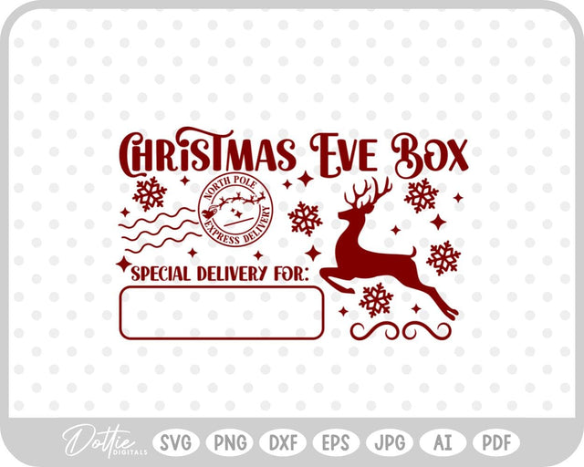 Christmas Eve Box Sticker Name SVG DottieDigitals 