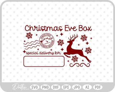 Christmas Eve Box Sticker Name SVG DottieDigitals 