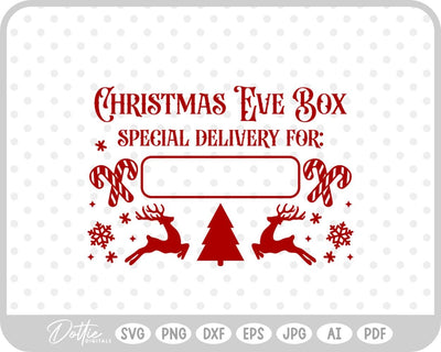 Christmas Eve Box Sticker Name SVG DottieDigitals 