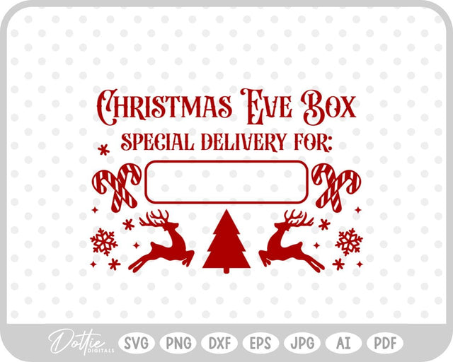 Christmas Eve Box Sticker Name SVG DottieDigitals 