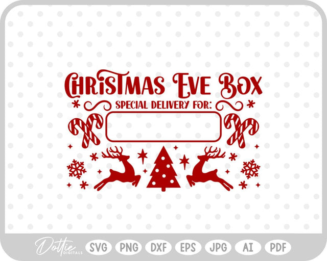Christmas Eve Box Sticker Name SVG DottieDigitals 