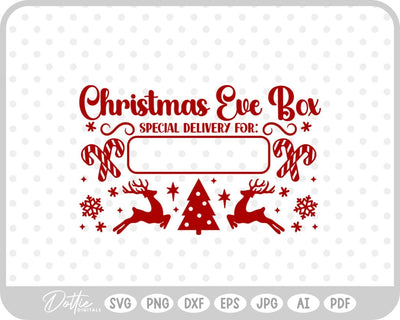 Christmas Eve Box Sticker Name SVG DottieDigitals 