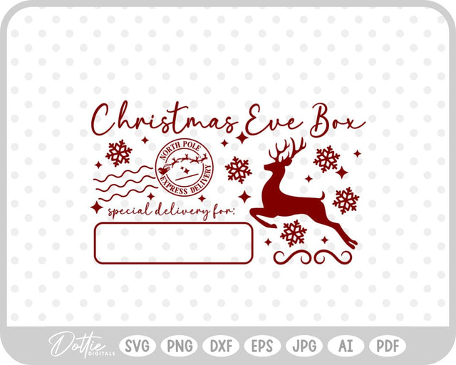 Christmas Eve Box Sticker Name SVG DottieDigitals 