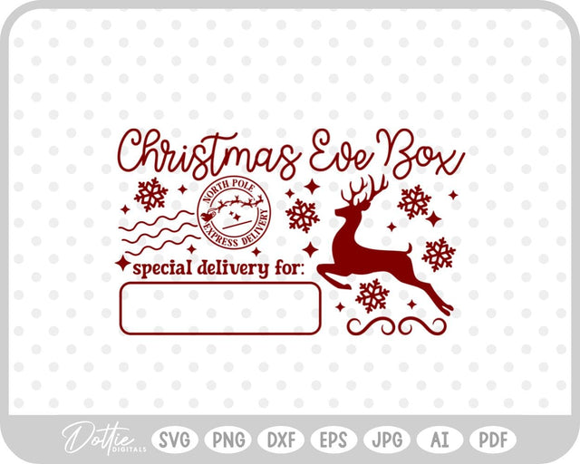 Christmas Eve Box Sticker Name SVG DottieDigitals 