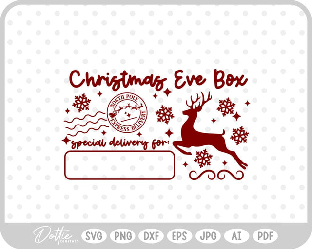 Christmas Eve Box Sticker Name SVG DottieDigitals 