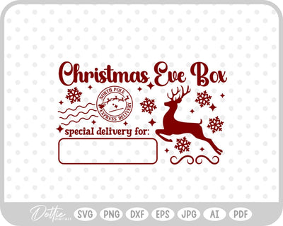 Christmas Eve Box Sticker Name SVG DottieDigitals 
