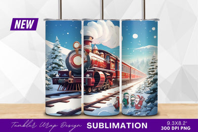 Christmas express train with santa helpers scene Sublimation Regulrcrative 
