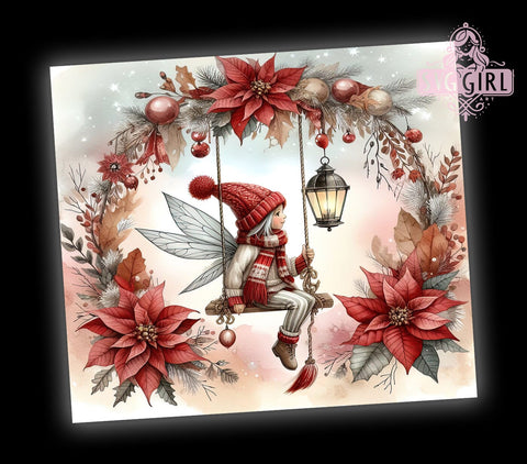 Christmas Fairy, 20oz Tumbler, PNG Sublimation, Holiday Decor, Enchanted Christmas, Fairy Lover Gift, Magical Drinkware, Tumbler Wrap Sublimation SvggirlplusArt 