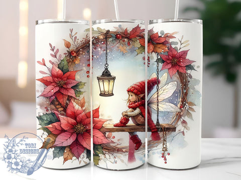 Christmas Fairy, 20oz Tumbler, PNG Sublimation, Holiday Decor, Enchanted Christmas, Fairy Lover Gift, Magical Drinkware, Tumbler Wrap Sublimation ToriDesigns 