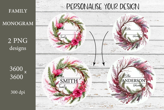 Christmas Family Monogram Sublimation. Family Names Sublimation Olga Terlyanskaya 