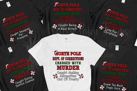 Christmas Family Shirt Design Bundle North Pole Dept. of Corrections Funny Christmas Crimes Theme Family Christmas funny matching shirt png Sublimation Willow Paige Farms 