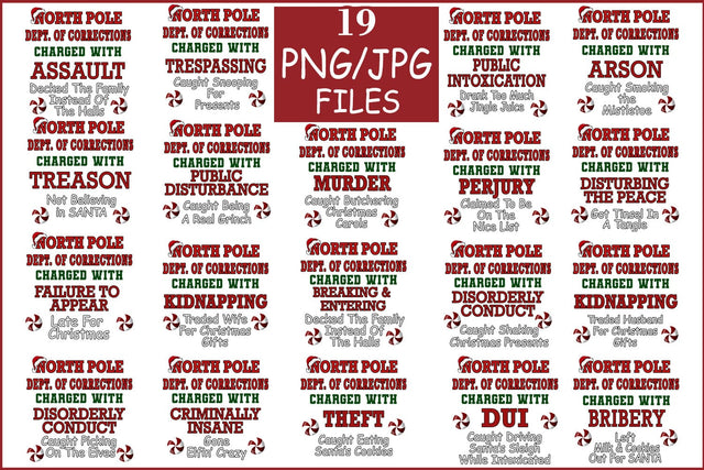 Christmas Family Shirt Design Bundle North Pole Dept. of Corrections Funny Christmas Crimes Theme Family Christmas funny matching shirt png Sublimation Willow Paige Farms 