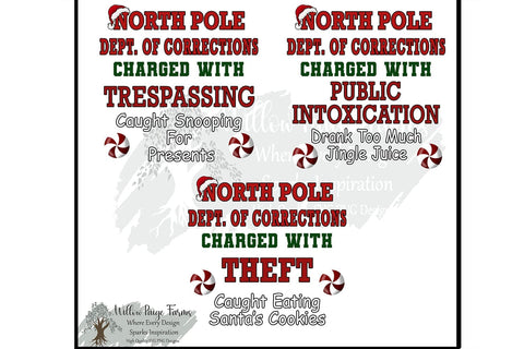 Christmas Family Shirt Design Bundle North Pole Dept. of Corrections Funny Christmas Crimes Theme Family Christmas funny matching shirt png Sublimation Willow Paige Farms 