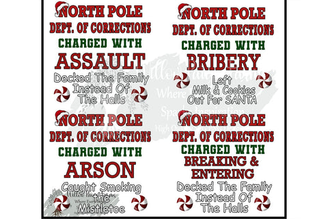 Christmas Family Shirt Design Bundle North Pole Dept. of Corrections Funny Christmas Crimes Theme Family Christmas funny matching shirt png Sublimation Willow Paige Farms 