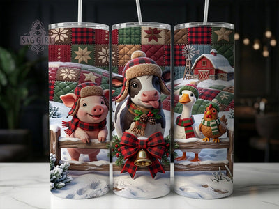Christmas Farm Animals 20oz Tumbler, Christmas Farm, Farm Animals, Christmas Animals, Animal Tumbler, Farm Tumbler, Farm Animals PNG, 20oz Tumbler Wrap Sublimation SvggirlplusArt 