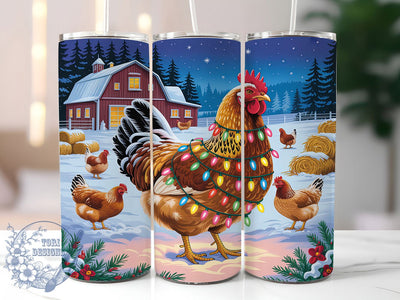 Christmas Farm Chicken Tumbler, Holiday Farm Animal Wrap, Chicken Scene Sublimation Design, 20oz Farm Christmas Tumbler, Festive Chicken Art, Whimsical Farm Mug, Cute Holiday Animal Cup Sublimation ToriDesigns 